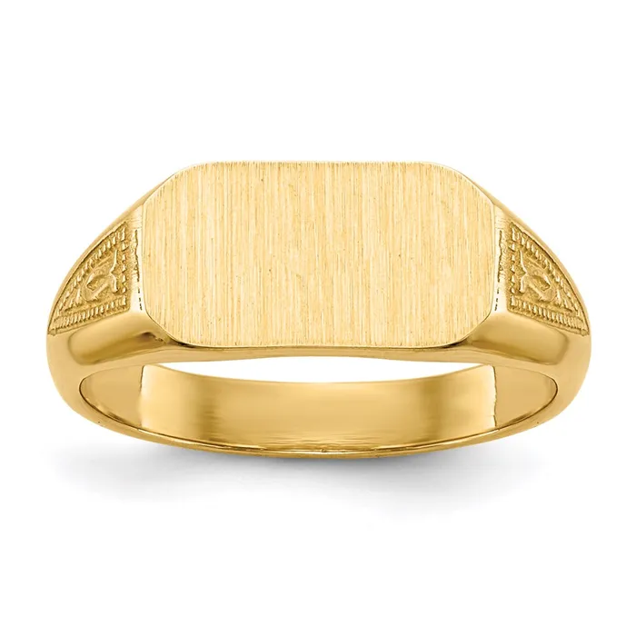 Goldia Rings 14K Yellow Gold Signet Ring Solid Back