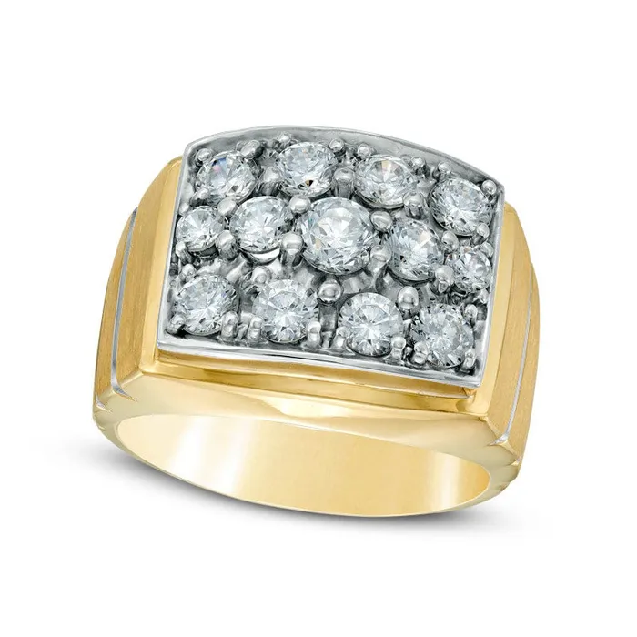 Goldia Rings Mens 20 CT TW Natural Diamond Square Cluster Comfort Fit Ring in Solid 10K Yellow Gold Goldia Rings Mens 20 CT TW Natural Diamond Square Cluster Comfort Fit Ring in Solid 10K Yellow Gold