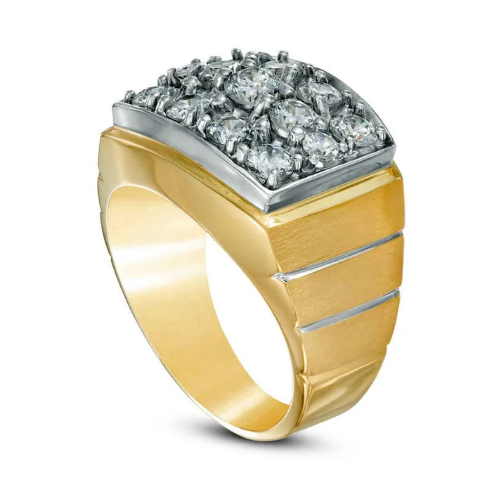 Goldia Rings Mens 20 CT TW Natural Diamond Square Cluster Comfort Fit Ring in Solid 10K Yellow Gold Goldia Rings Mens 20 CT TW Natural Diamond Square Cluster Comfort Fit Ring in Solid 10K Yellow Gold