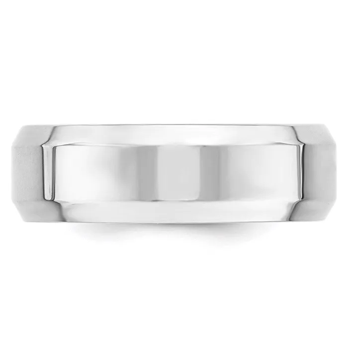 Goldia Rings Solid 10K White Gold 7mm Bevel Edge Comfort Fit MensWomens Wedding Band Ring Size 11
