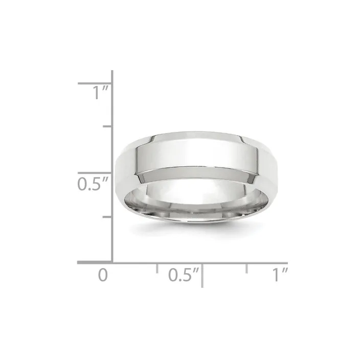 Goldia Rings Solid 10K White Gold 7mm Bevel Edge Comfort Fit MensWomens Wedding Band Ring Size 11