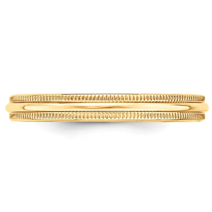 Goldia Rings Solid 10K Yellow Gold 3mm Milgrain HalfRound Wedding MensWomens Wedding Band Ring Size 10