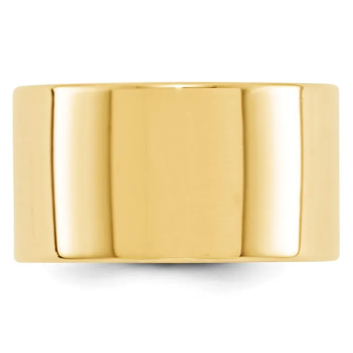 Goldia Rings Solid 14K Yellow Gold 12mm Light Weight Flat MensWomens Wedding Band Ring Size 65