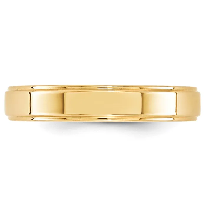 Goldia Rings Solid 14K Yellow Gold 4mm Flat with Step Edge MensWomens Wedding Band Ring Size 11