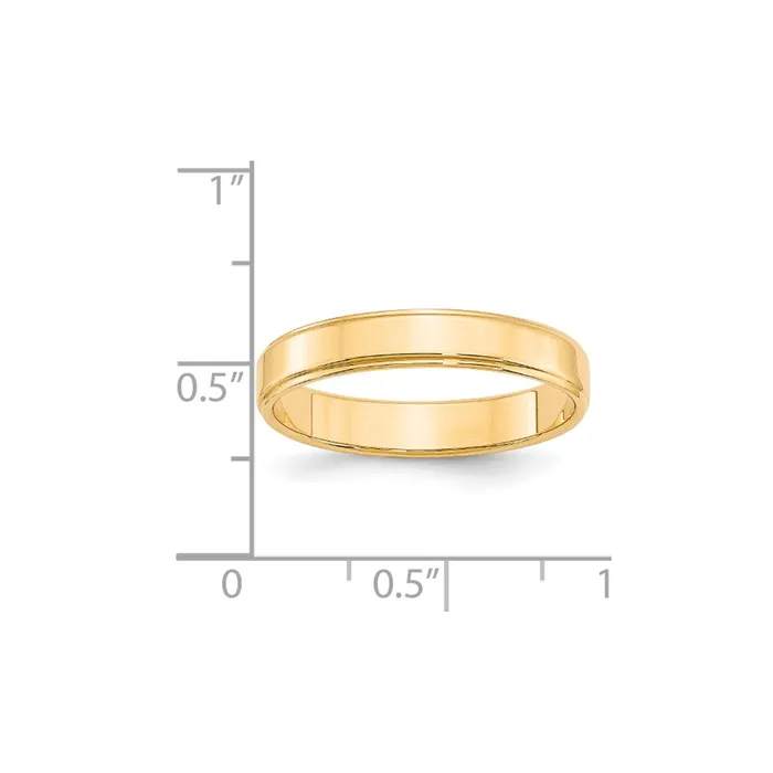 Goldia Rings Solid 14K Yellow Gold 4mm Flat with Step Edge MensWomens Wedding Band Ring Size 11