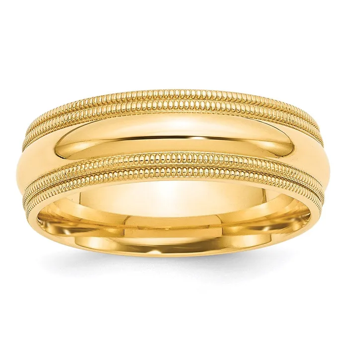 Goldia Rings Solid 14K Yellow Gold 7mm Double Milgrain Comfort Fit MensWomens Wedding Band Ring Size 85 Goldia Rings Solid 14K Yellow Gold 7mm Double Milgrain Comfort Fit MensWomens Wedding Band Ring Size 85