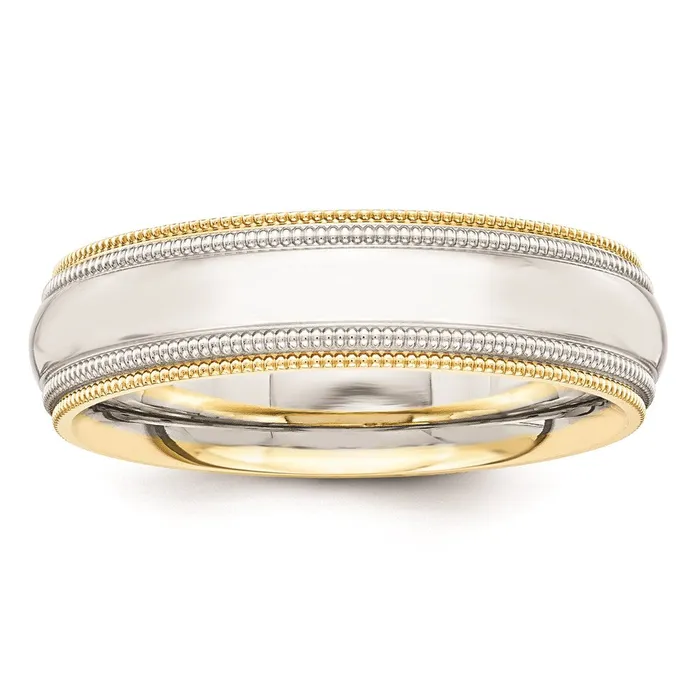 Goldia Rings Solid 14K Yellow Gold TwoTone 55mm MilgrainedEdged Size 7 Wedding MensWomens Wedding Band Ring Goldia Rings Solid 14K Yellow Gold TwoTone 55mm MilgrainedEdged Size 7 Wedding MensWomens Wedding Band Ring