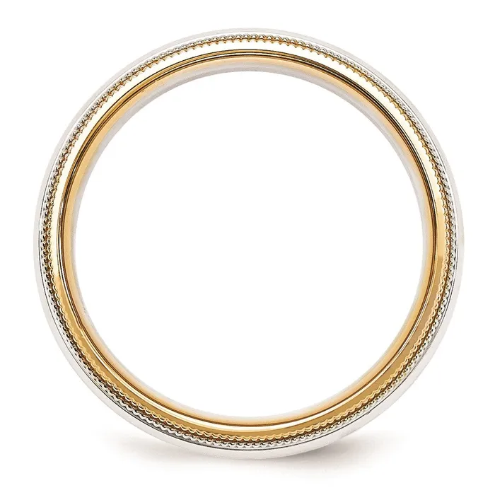 Goldia Rings Solid 14K Yellow Gold TwoTone 55mm MilgrainedEdged Size 7 Wedding MensWomens Wedding Band Ring