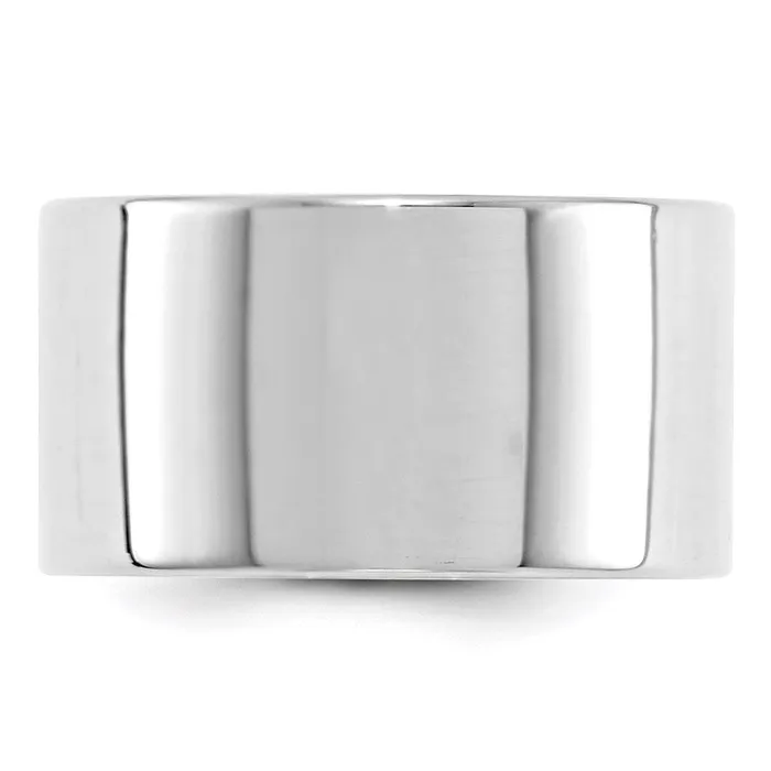 Goldia Rings Solid 18K White Gold 12mm Light Weight Flat MensWomens Wedding Band Ring Size 8