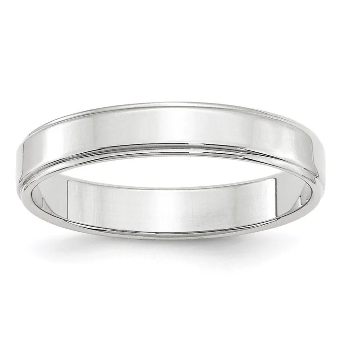 Goldia Rings Solid 18K White Gold 4mm Flat with Step Edge MensWomens Wedding Band Ring Size 135 Goldia Rings Solid 18K White Gold 4mm Flat with Step Edge MensWomens Wedding Band Ring Size 135