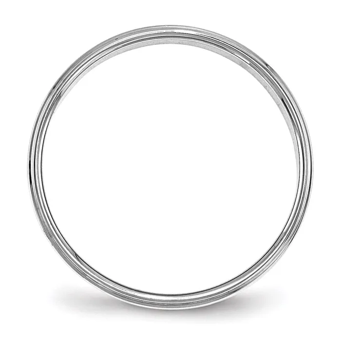 Goldia Rings Solid 18K White Gold 4mm Flat with Step Edge MensWomens Wedding Band Ring Size 135
