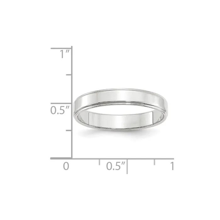 Goldia Rings Solid 18K White Gold 4mm Flat with Step Edge MensWomens Wedding Band Ring Size 135