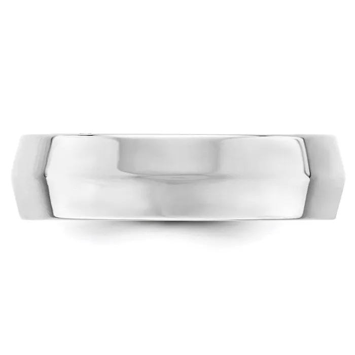 Goldia Rings Solid 18K White Gold 6mm Knife Edge Comfort Fit MensWomens Wedding Band Ring Size 95