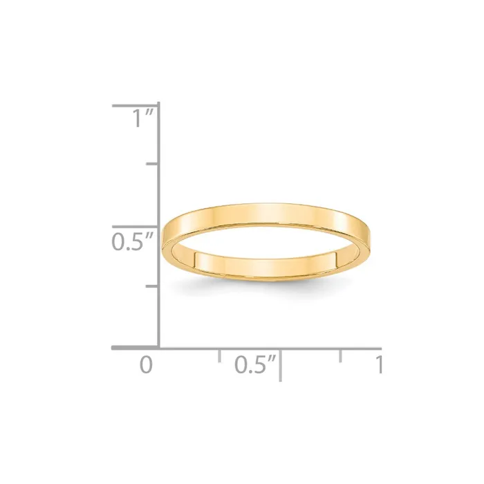 Goldia Rings Solid 18K Yellow Gold 25mm Light Weight Flat MensWomens Wedding Band Ring Size 125
