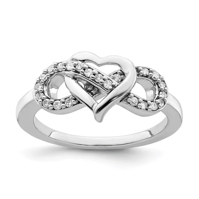 Goldia Rings Sterling Silver Rhodium Diamond Infinity Symbol Heart Ring