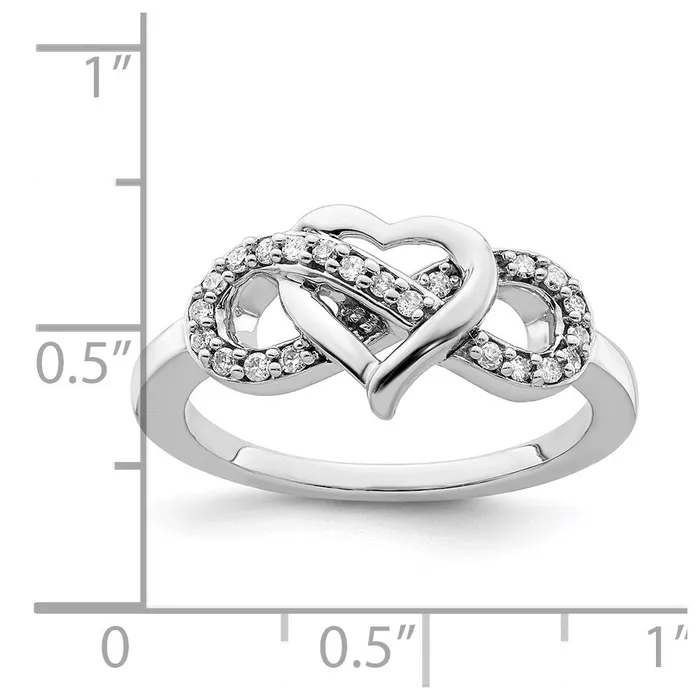 Goldia Rings Sterling Silver Rhodium Diamond Infinity Symbol Heart Ring