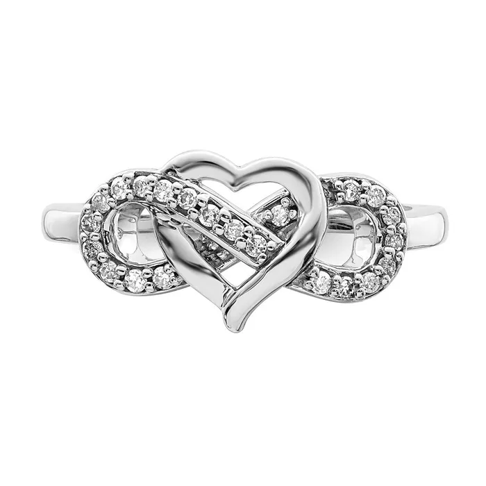 Goldia Rings Sterling Silver Rhodium Diamond Infinity Symbol Heart Ring