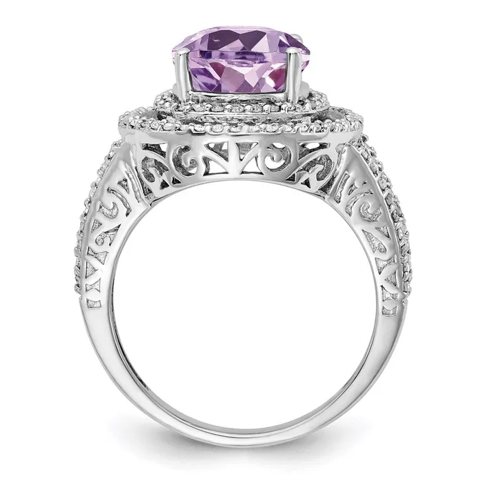 Goldia Rings Sterling Silver Rhodium Diamond u0026 Pink Quartz Ring