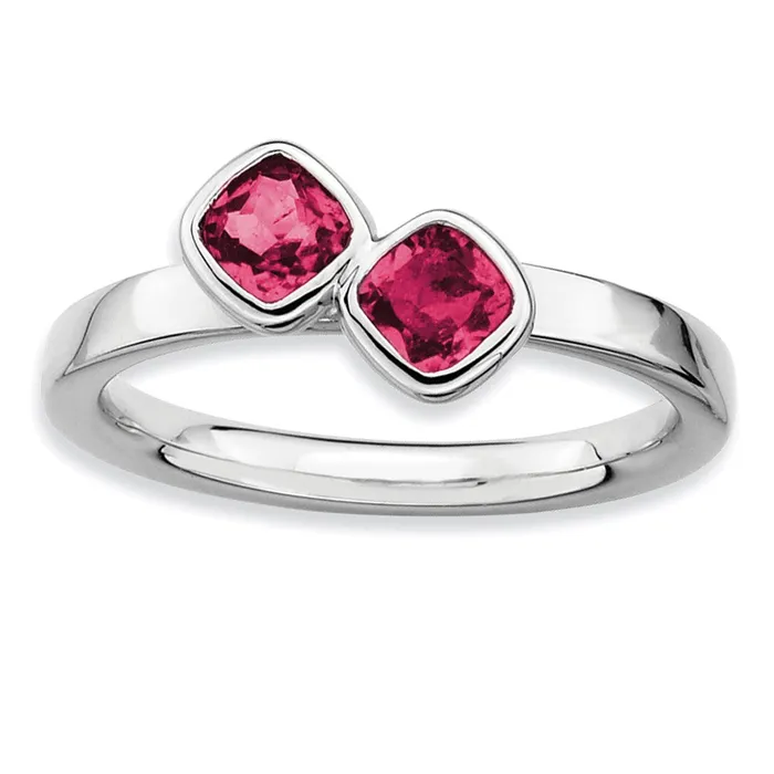 Goldia Rings Sterling Silver Stackable Expressions Dbl Cushion Cut Cr Ruby Ring Goldia Rings Sterling Silver Stackable Expressions Dbl Cushion Cut Cr Ruby Ring