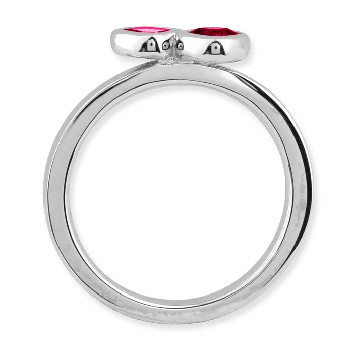 Goldia Rings Sterling Silver Stackable Expressions Dbl Cushion Cut Cr Ruby Ring