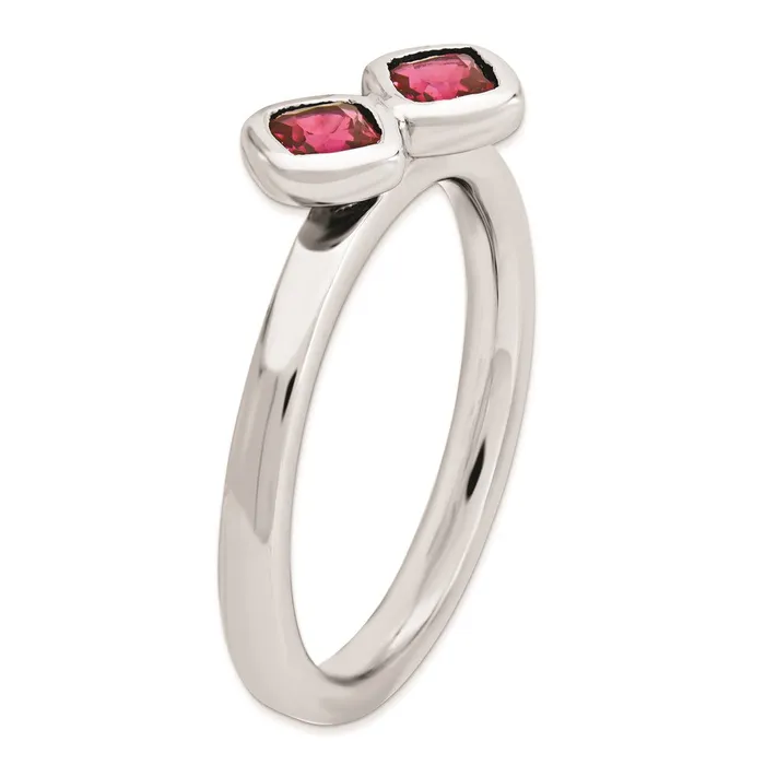 Goldia Rings Sterling Silver Stackable Expressions Dbl Cushion Cut Cr Ruby Ring