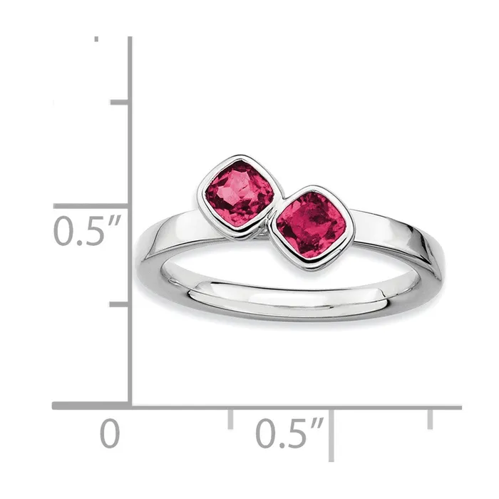 Goldia Rings Sterling Silver Stackable Expressions Dbl Cushion Cut Cr Ruby Ring