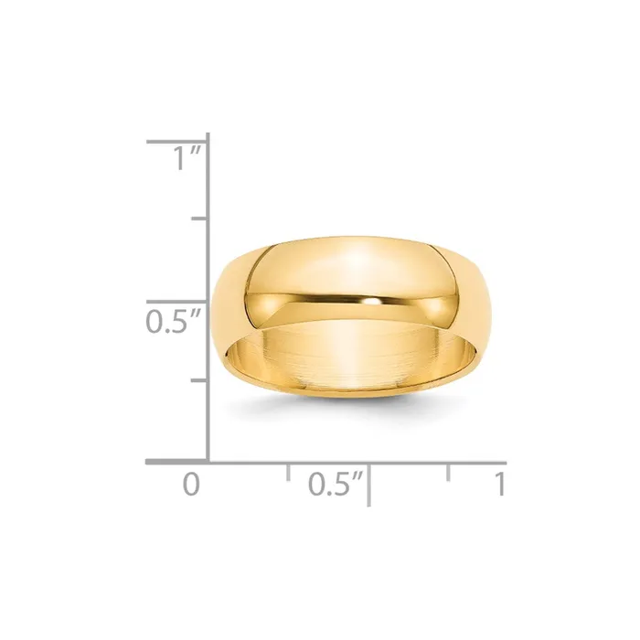 Goldia Solid 10K Yellow Gold 7mm HalfRound Wedding MensWomens Wedding Band Ring Size 11 Rings