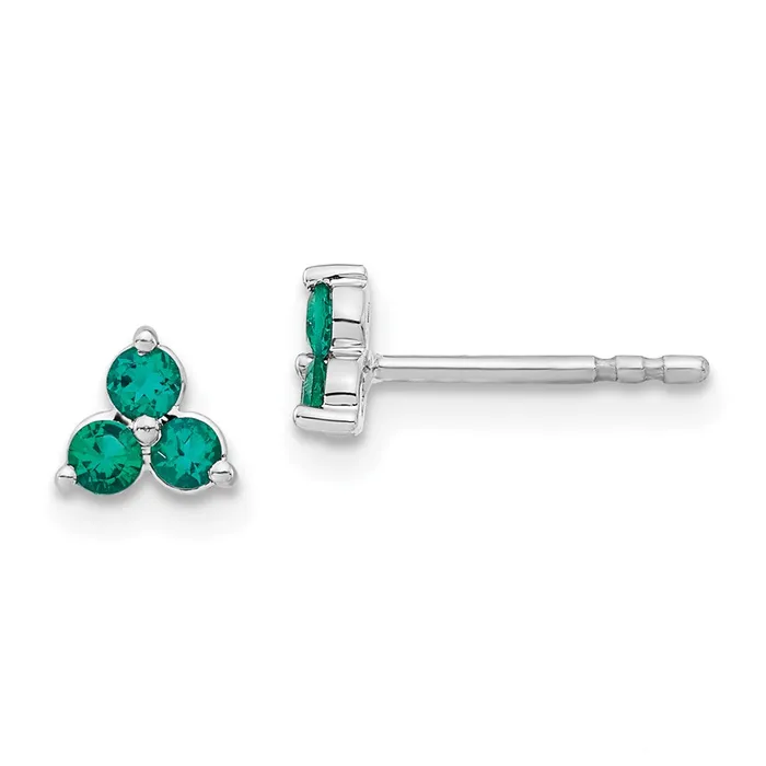 Goldia Solid 14k White Gold 3stone Created Simulated Emerald Triangle Earrings Earrings Goldia Solid 14k White Gold 3stone Created Simulated Emerald Triangle Earrings Earrings