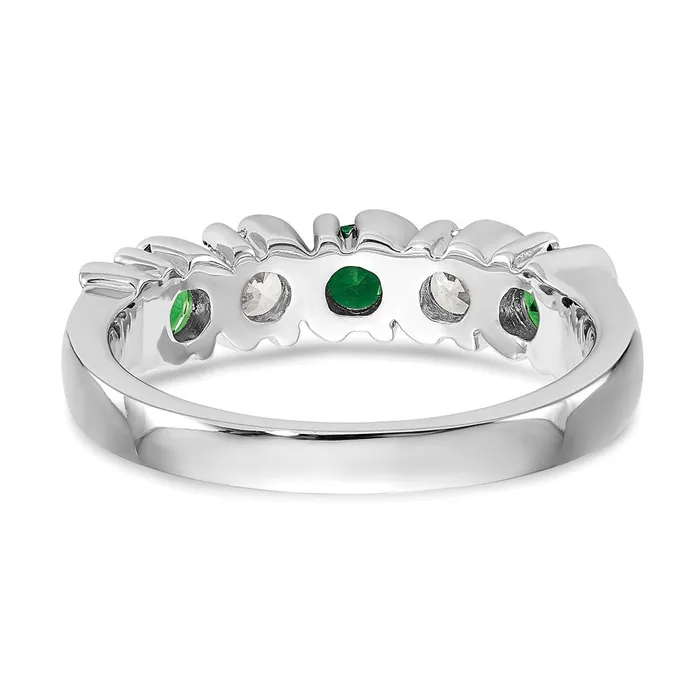 Goldia Solid 14k White Gold Simulated CZ wSimulated Emerald Band Rings
