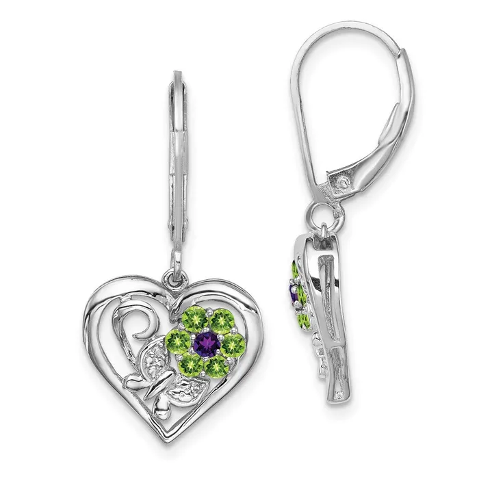 Goldia Sterling Silver Rhodiumplated Amethyst Peridot Diamond Earrings Earrings Goldia Sterling Silver Rhodiumplated Amethyst Peridot Diamond Earrings Earrings