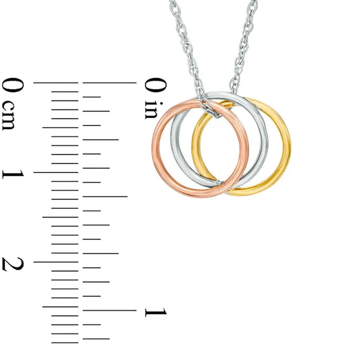 Goldia Triple Open Circle Pendant in 10K TriTone Gold Rings Goldia Triple Open Circle Pendant in 10K TriTone Gold Rings