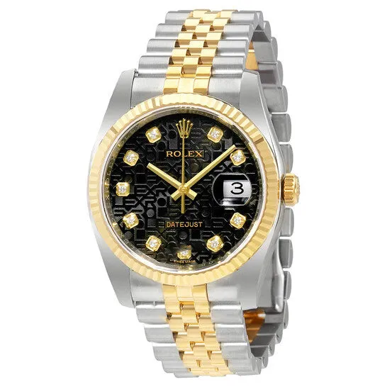 JMS always Bracelets Original Rolex Oyster Perpetual Datejust 36 Black Set with Diamonds Dial Stainless Steel and 18K Yellow Gold Jubilee Bracelet Automatic Mens Watch 116233BKJDJ JMS always Bracelets Original Rolex Oyster Perpetual Datejust 36 Black Set with Diamonds Dial Stainless Steel and 18K Yellow Gold Jubilee Bracelet Automatic Mens Watch 116233BKJDJ