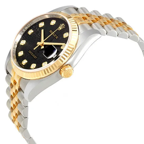 JMS always Bracelets Original Rolex Oyster Perpetual Datejust 36 Black Set with Diamonds Dial Stainless Steel and 18K Yellow Gold Jubilee Bracelet Automatic Mens Watch 116233BKJDJ
