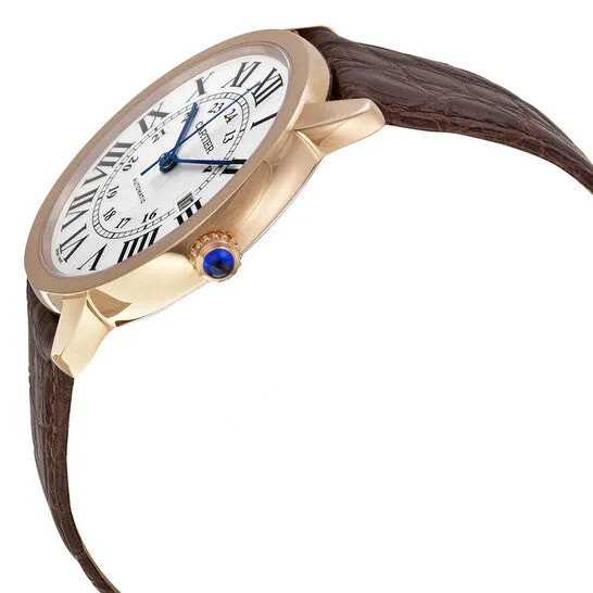 JMS always Earrings Original Cartier Ronde Solo de Cartier XL Automatic Silver Dial 18 kt Rose Gold Mens Watch W6701009