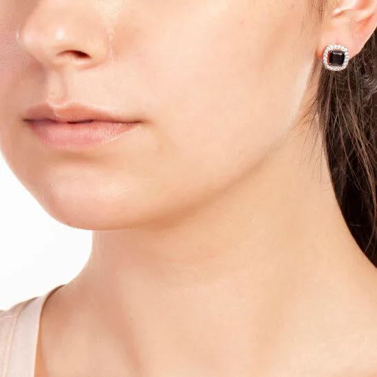 JMS always Earrings Original Elegant Confetti Womens 18K White Gold Plated Black CZ Simulated Cushion Diamond Halo Stud Earrings JMS always Earrings Original Elegant Confetti Womens 18K White Gold Plated Black CZ Simulated Cushion Diamond Halo Stud Earrings
