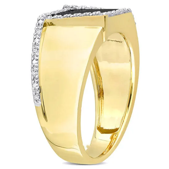 JMS always Original Amour 110 CT Diamond TW And 6 CT TGW Black Onyx Fashion Ring 10k Yellow Gold Rings