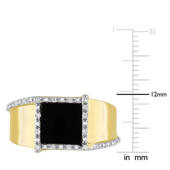 JMS always Original Amour 110 CT Diamond TW And 6 CT TGW Black Onyx Fashion Ring 10k Yellow Gold Rings