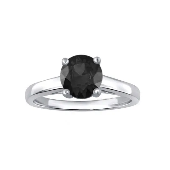 JMS always Original DiamondMuse 050 Carat Prong Setting Sterling Silver Solitaire Black Diamond Ring for Women Rings