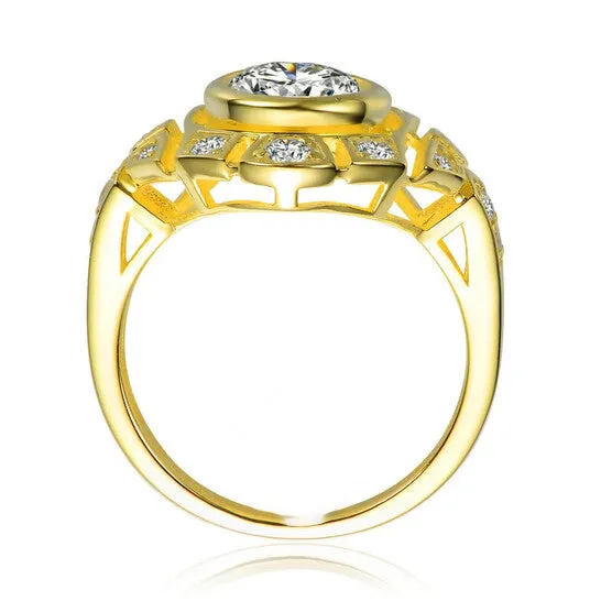 JMS always Rings Original Megan Walford Gold Over Sterling Silver Round Cubic Zirconia Ring JMS always Rings Original Megan Walford Gold Over Sterling Silver Round Cubic Zirconia Ring