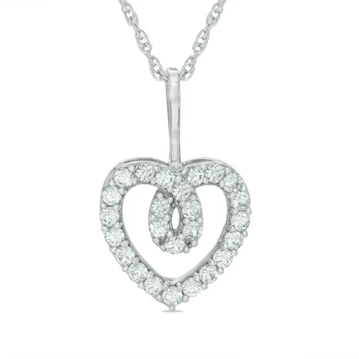 LabCreated Blue and White Sapphire Interchangeable Double Heart Pendant in Sterling Silver Goldia Necklaces