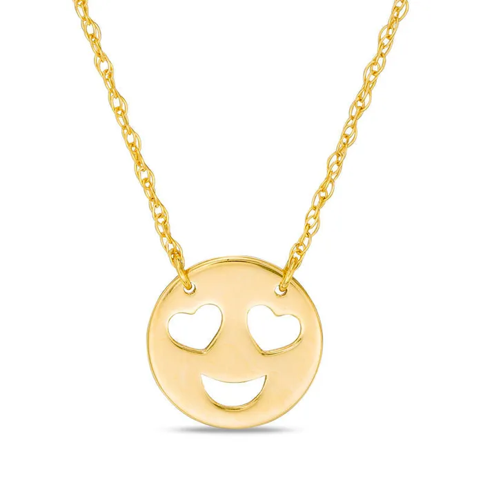 Love Smiley Face Necklace in 14K Gold Goldia Necklaces