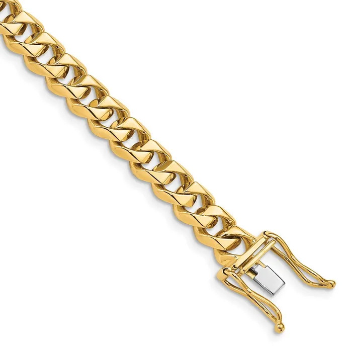 MDS Bracelets Solid 14K Yellow Gold 9 inch 7mm Hand Polished Fancy Traditional Link with Box Catch Clasp Bracelet MDS Bracelets Solid 14K Yellow Gold 9 inch 7mm Hand Polished Fancy Traditional Link with Box Catch Clasp Bracelet