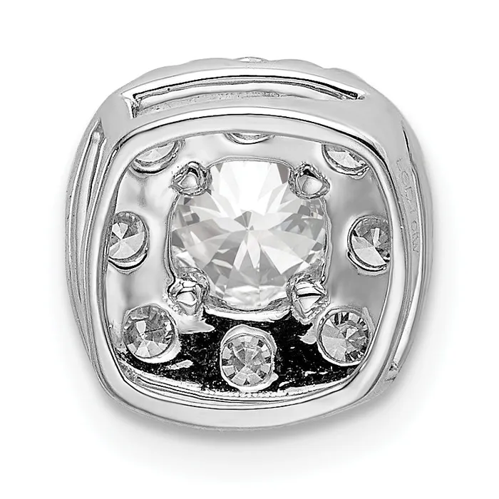 Necklaces 14k White Gold 1 Ct Lab Grown Diamond VSSI G Cushion Halo Chain Slide Pendant Goldia