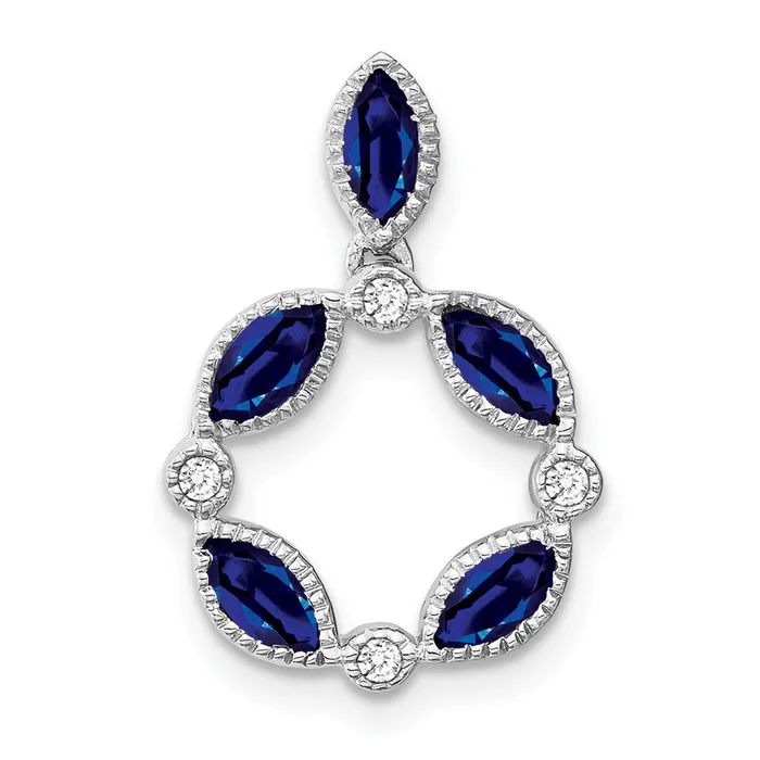 Necklaces 14k White Gold Marquise Sapphire and Real Diamond Pendant Goldia Necklaces 14k White Gold Marquise Sapphire and Real Diamond Pendant Goldia