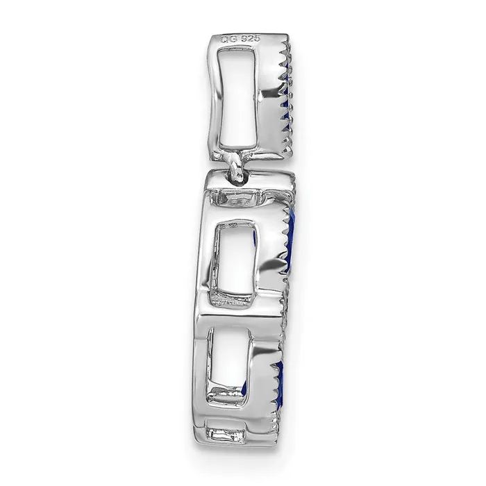 Necklaces 14k White Gold Marquise Sapphire and Real Diamond Pendant Goldia