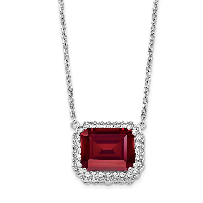 Necklaces 14k White Gold Octagon Created Ruby and Real Diamond 18in Necklace Goldia Necklaces 14k White Gold Octagon Created Ruby and Real Diamond 18in Necklace Goldia