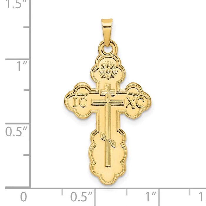 Necklaces 14k Yellow Gold Polished Eastern Orthodox Solid Cross Pendant Goldia
