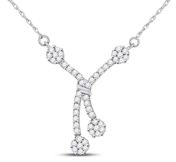 Necklaces gndatlanta 14k White Gold Round Diamond Dangle Flower Cluster Fashion Necklace 12 Cttw Necklaces gndatlanta 14k White Gold Round Diamond Dangle Flower Cluster Fashion Necklace 12 Cttw