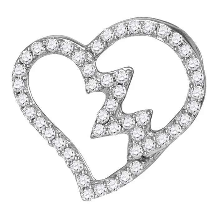 Necklaces gndatlanta 14k White Gold Round Diamond Heartbeat Heart Outline Pendant 16 Cttw Necklaces gndatlanta 14k White Gold Round Diamond Heartbeat Heart Outline Pendant 16 Cttw