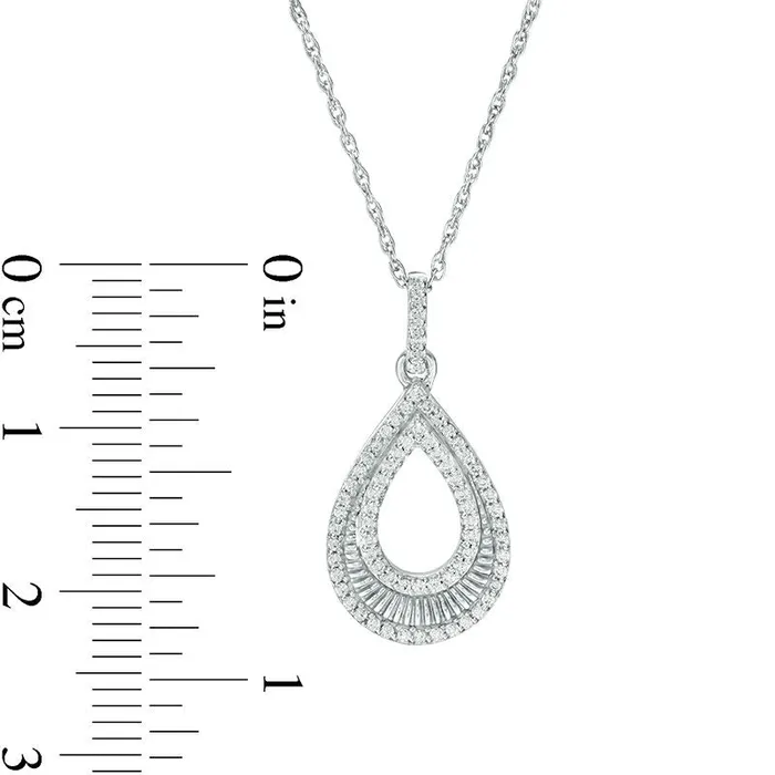 Necklaces Goldia 02 CT TW Natural Diamond and Textured Open Teardrop Pendant in 10K White Gold Necklaces Goldia 02 CT TW Natural Diamond and Textured Open Teardrop Pendant in 10K White Gold